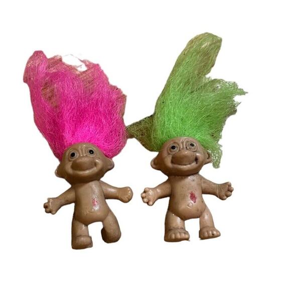 Troll Doll Topper Pencils set of 2 Vintage Pink Green Hair READ - Picture 1 of 4